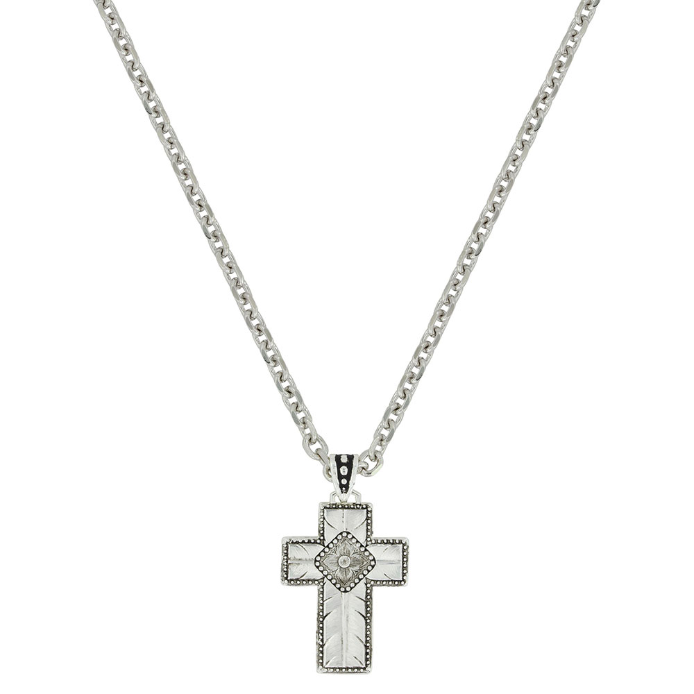 Banded Feathered Cross Necklace