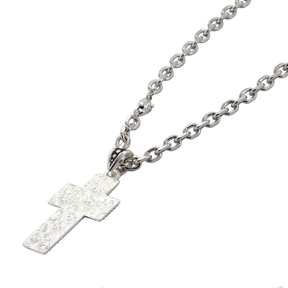 Banded Feathered Cross Necklace