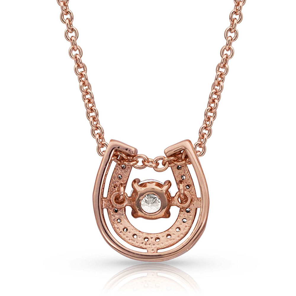 Dancing with Luck Rose Gold Horseshoe Necklace