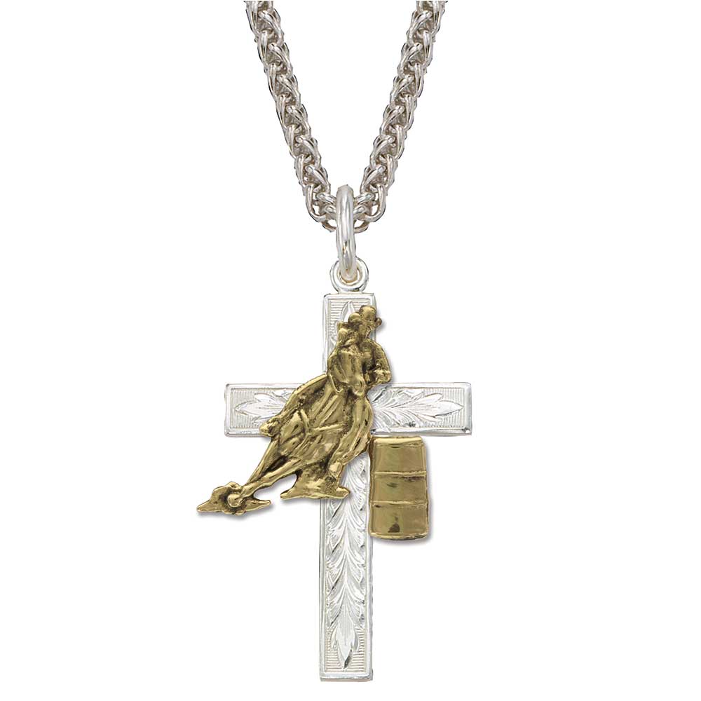 Cross Necklace with Barrel Racer