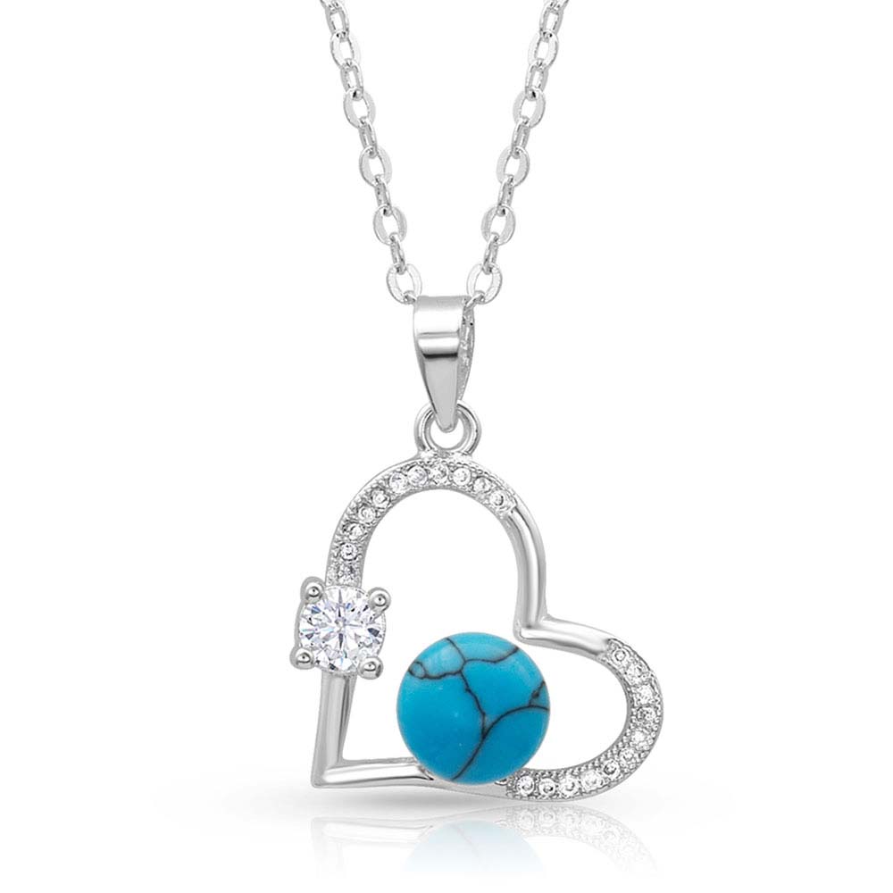 Open Heart Turquoise Pearl Necklace