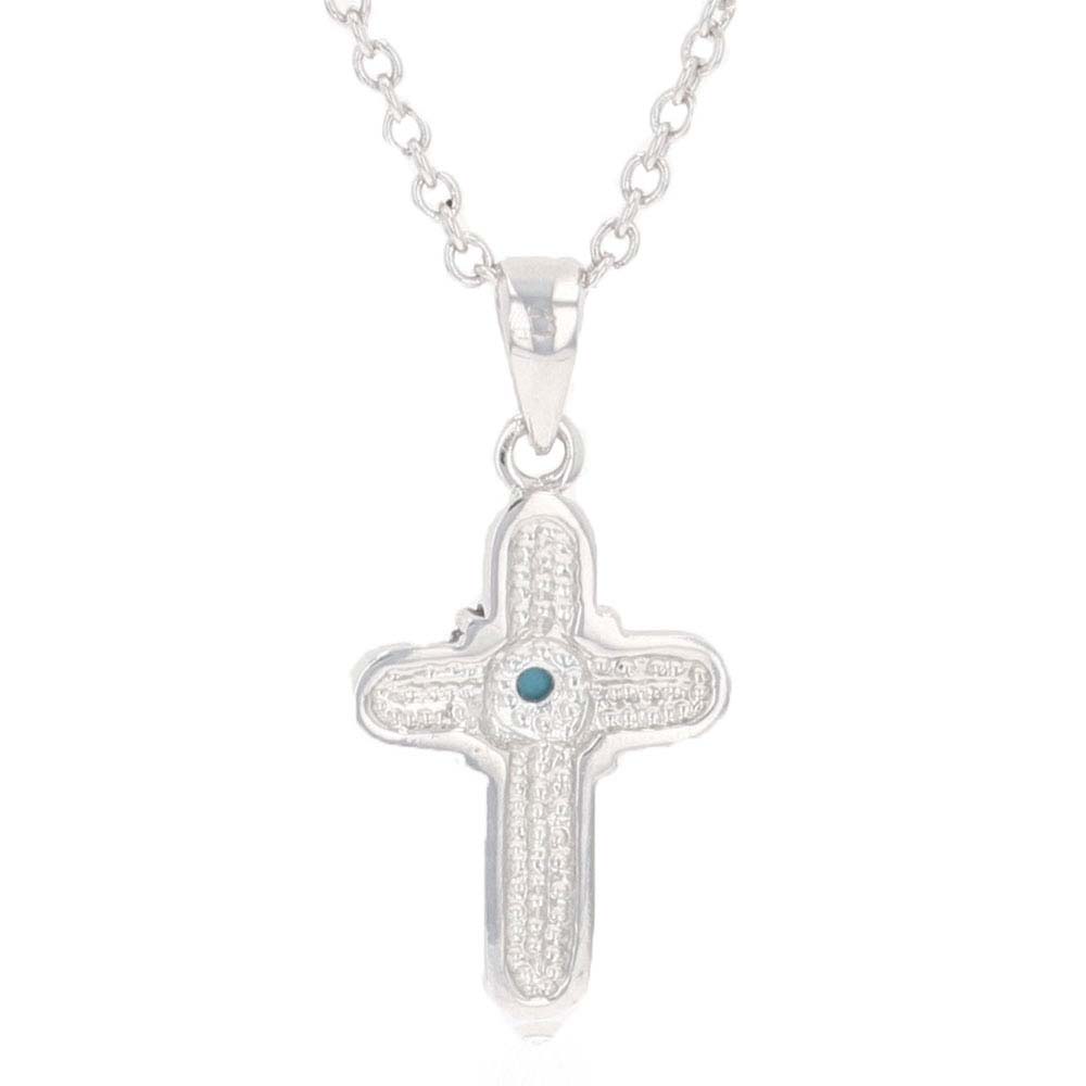 Feathered Cross Turquoise Center Necklace