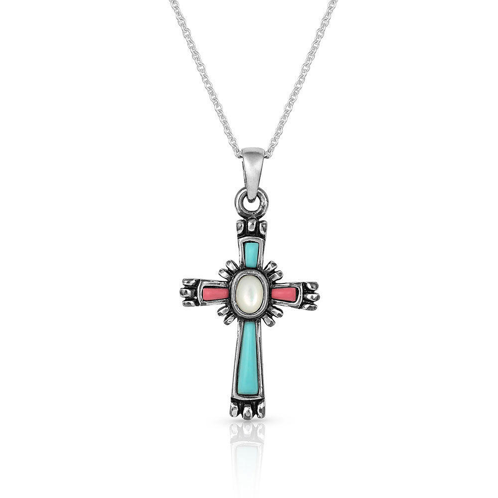 .925 Silver - Hunting Faith & Fishing Cross Pendant Necklace