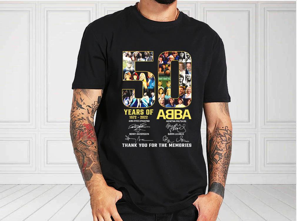50 Year Of The Abba Band 1972-2022 Signatures Thank You For The Memories Shirt, Abba Band For Fan Shirt