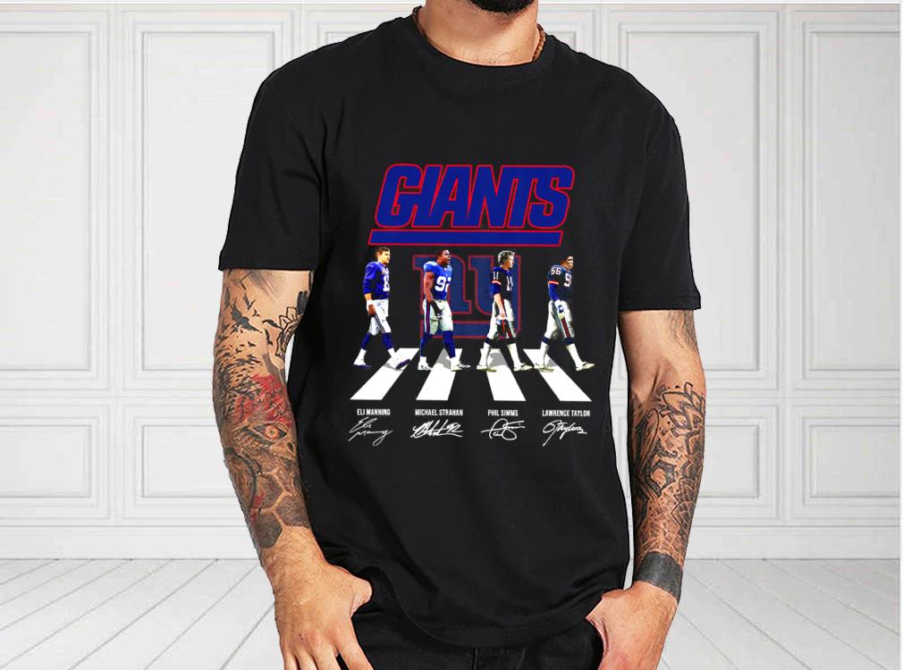New York Giants Eli Manning Michael Strahan Phil Simms Lawrence Taylor Abbey Road Signatures Shirt, New York Giants For Fan Shirt