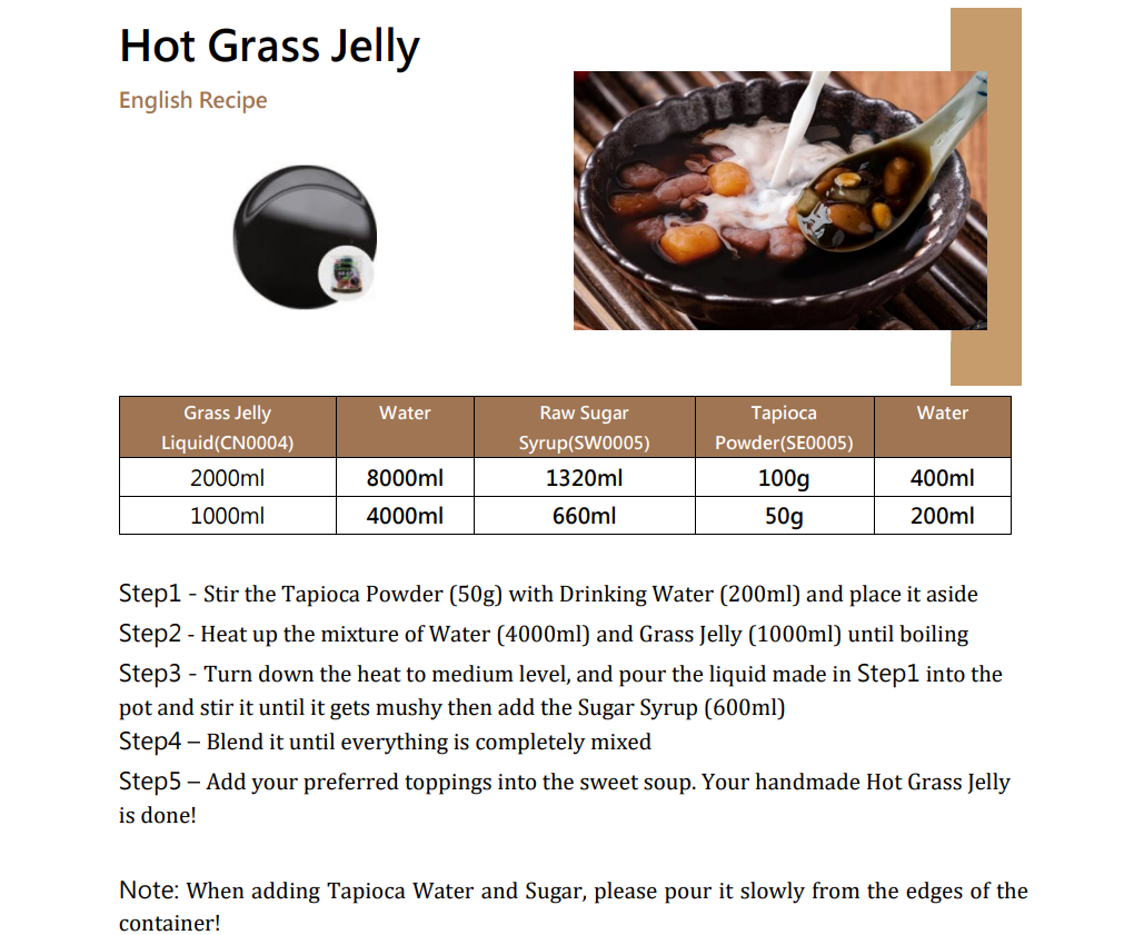 Hot grass Jelly - Recipe