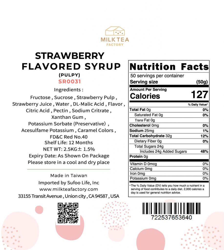 Strawberry Flavored Syrup with Plup SR0031 Milk Tea Factory