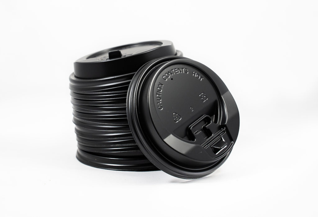 Black Plastic Pop Lock Coffee Cup Lid - Fits 8, 12, 16 and 20 oz - 100 Count Box