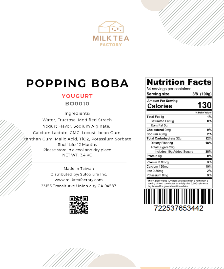 Popping Boba Yougurt Flavor Milk Tea Factory