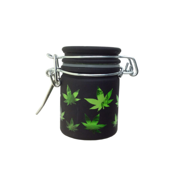 mini-jar-black-frosted-green-leaves