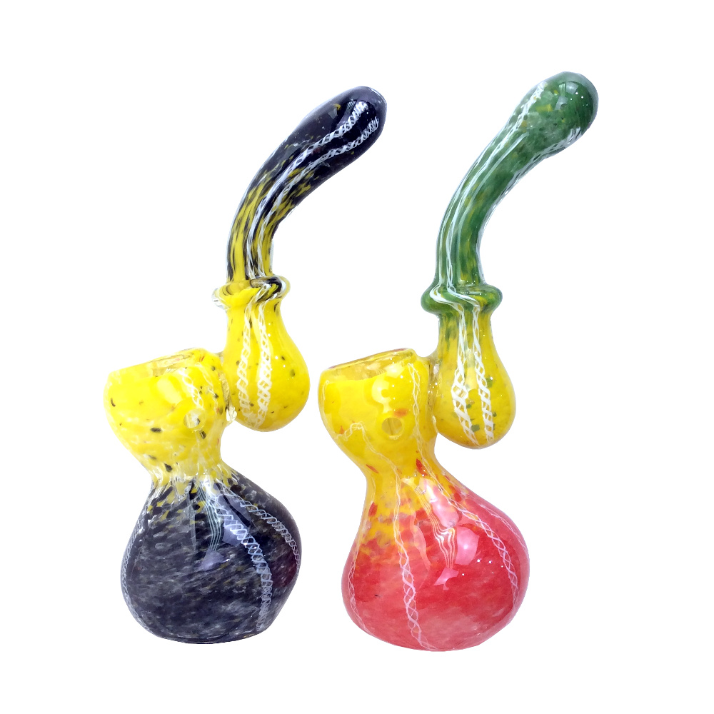 5 INCH MEDIUM RASTA COLORS BRAIDS BUBBLER WATER PIPE