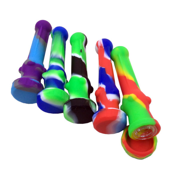 4-5-inch-silicone-chillum-with-glass-bowl-hand-pipe