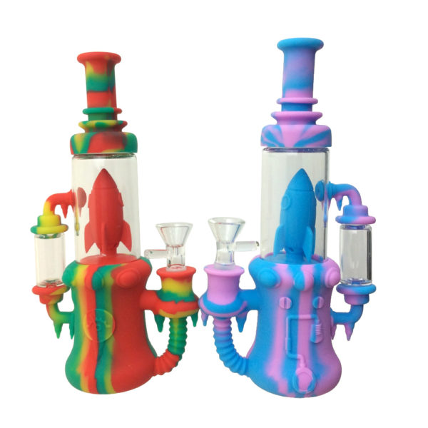 silicone-9-inch-rocket-perculator-recycler-water-pipe