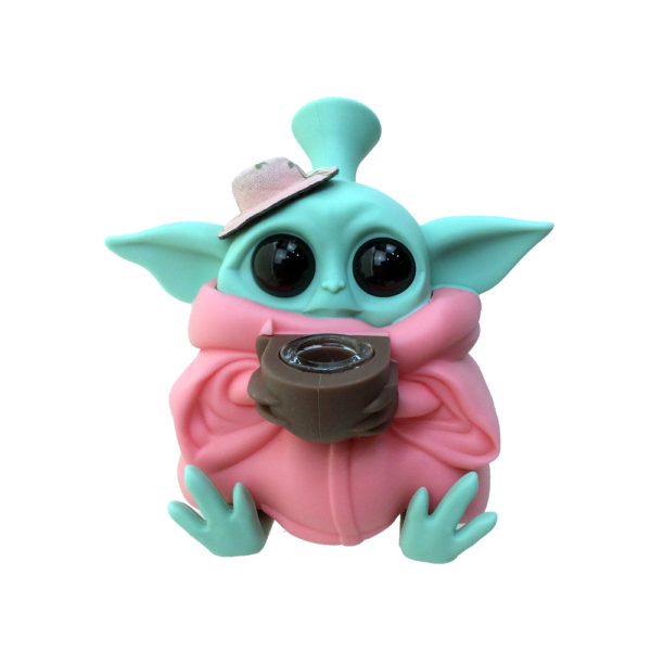 silicone-4-5-inch-baby-girl-yoda-bubbler-water-pipe
