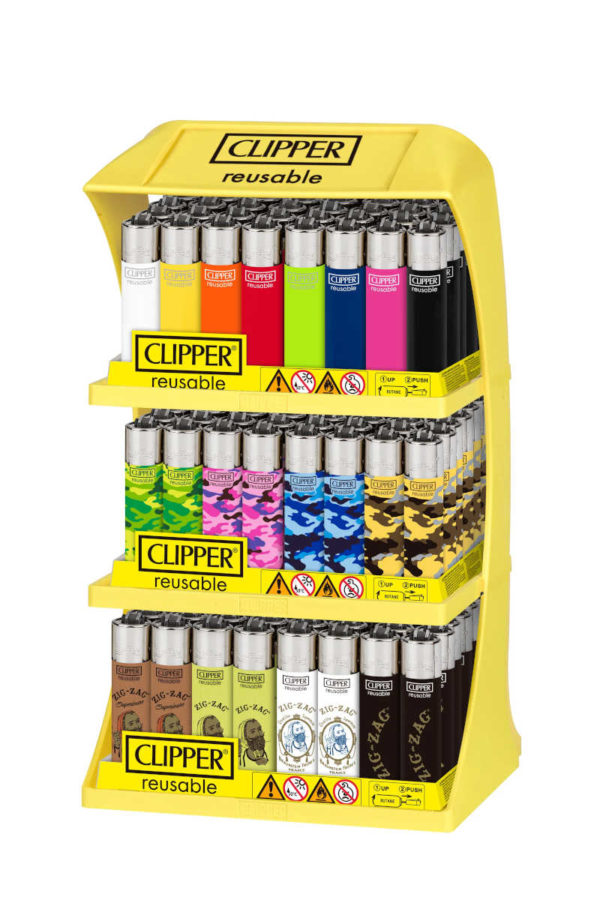 clipper-lighters-3-tier-display-solid-camo-zigzag-96-ct48