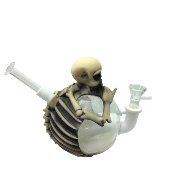 silicone-6-inch-plastic-smoking-skeleton-glass-hybrid-water-pipe