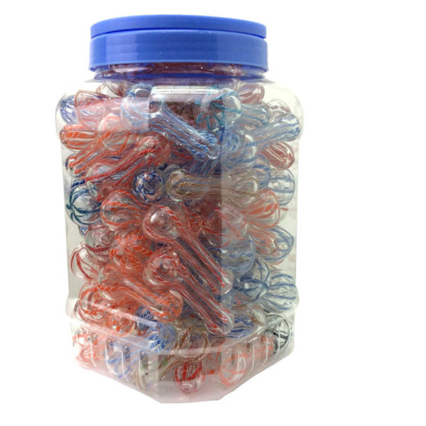 2-5-inch-assorted-color-clear-and-frit-rope-glass-hand-pipes-95-ct-jar
