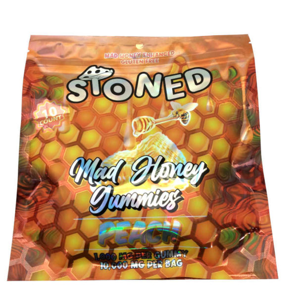 stoned-mad-honey-gummies-peach-10000mg-10gummies