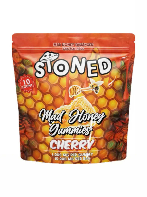 stoned-mad-honey-gummies-cherry-10000mg-10gummies