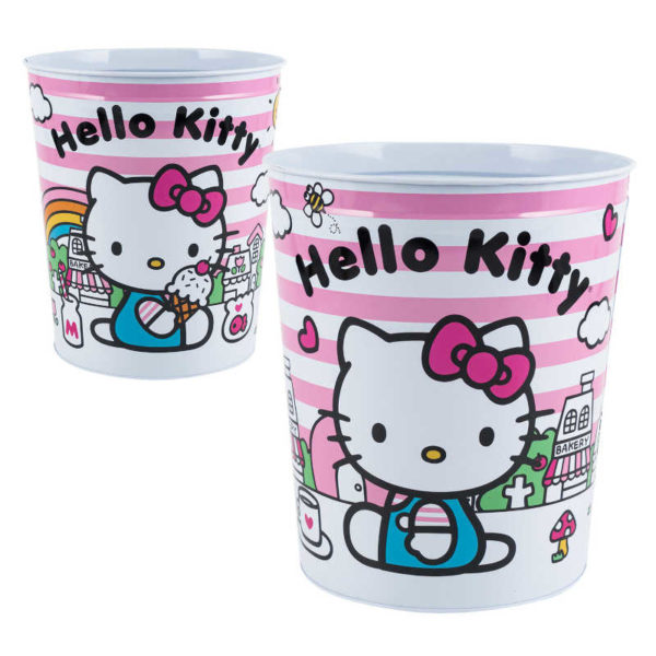 hello-kitty-pink-10-inch-metal-waste-bin-99490