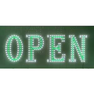 led-open-open-white-green-30-x10-inch