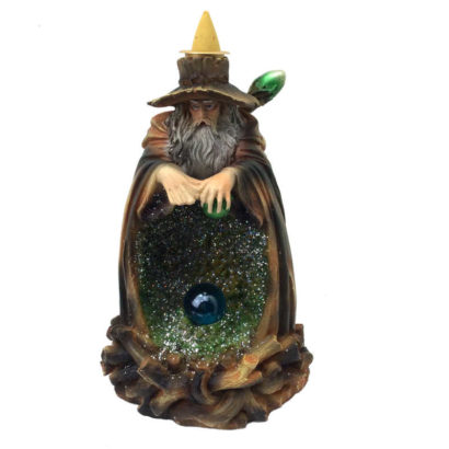 7 INCH WIZARD BACK FLOW LED LIGHT POLYSTONE INCENSE BURNER