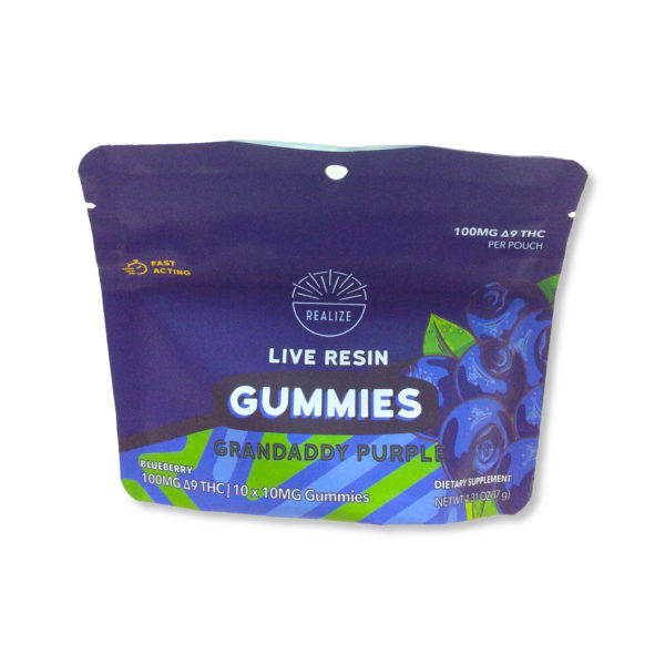 D9 REALIZE GRAND DADDY PURPLE LIVE RESIN GUMMIES 100MG