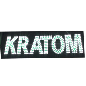 LED KRATOM SPARKLING SIGN WHITE AND GREEN ( 8 X 30 X 1.2 INCH )