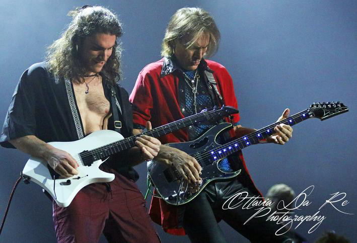 Dante performing with Steve Vai, photo courtesy of Dante Frisiello