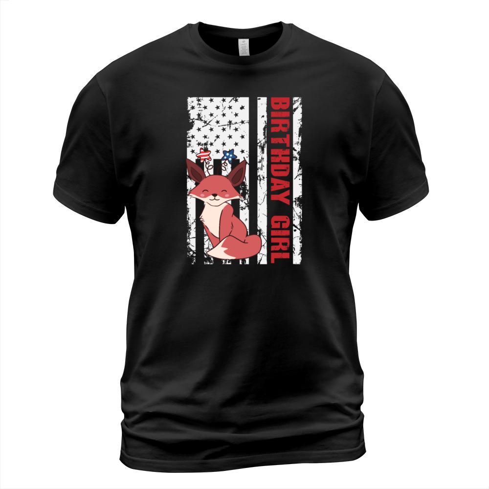 Fox America 4th of July Independence Birthday Girl T-Shirt Unisex
