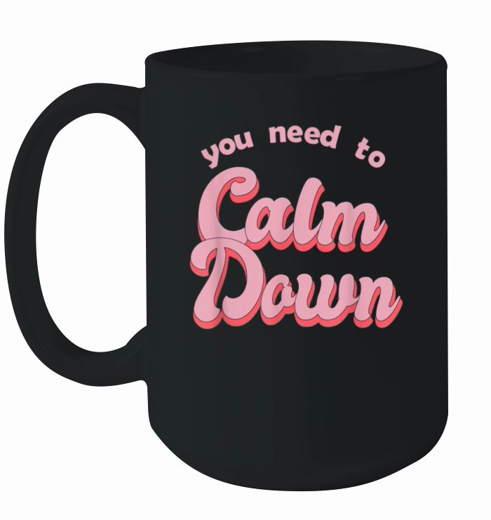 Calm Down Retro Style T-Shirt Ceramic Mug