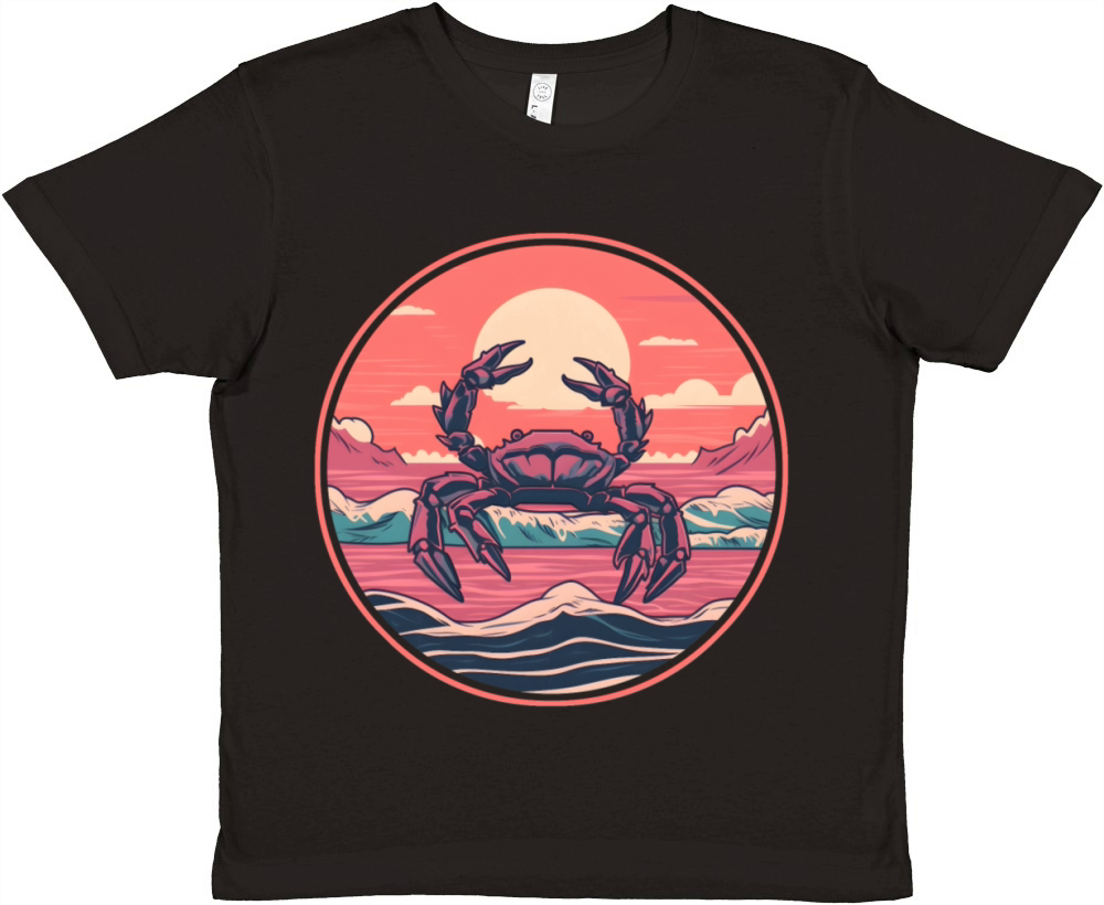 Crab Retro 80s 90s Vintage Premium Kids Crewneck T-shirt