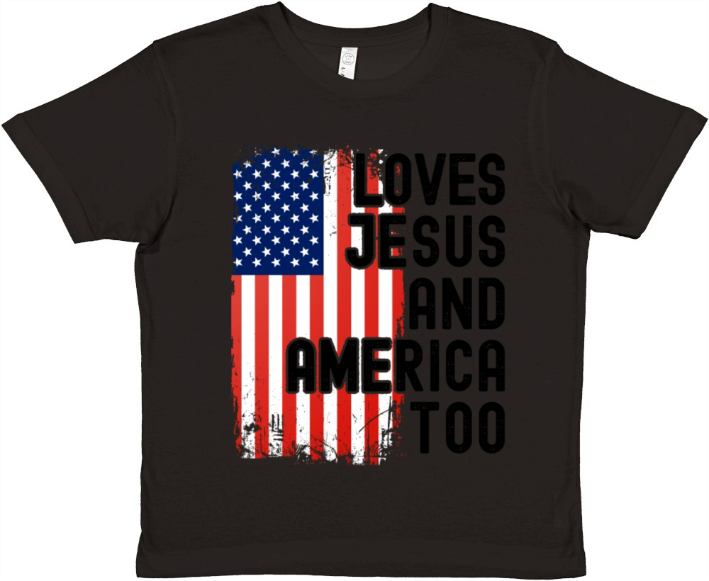 Loves Jesus and America Too Premium Kids Crewneck T-shirt