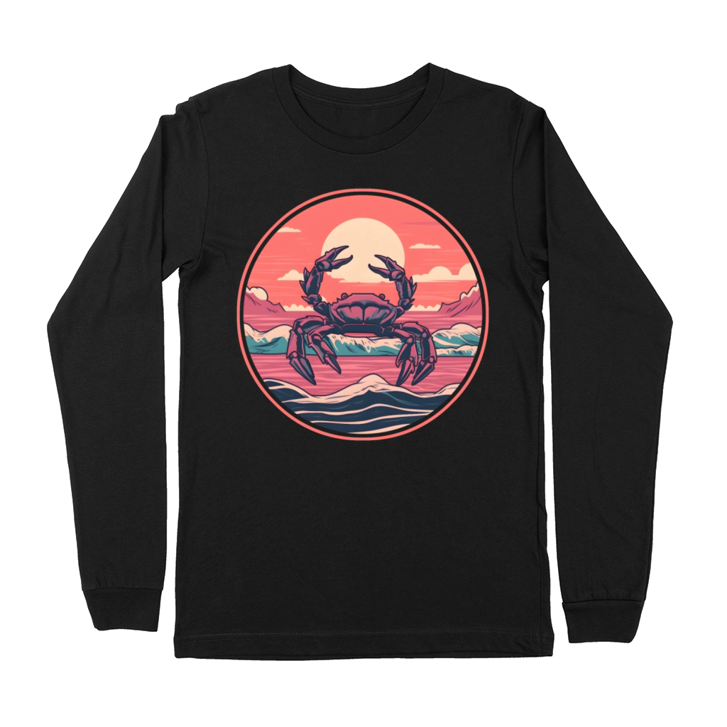 Crab Retro 80s 90s Vintage Premium Long Sleeve