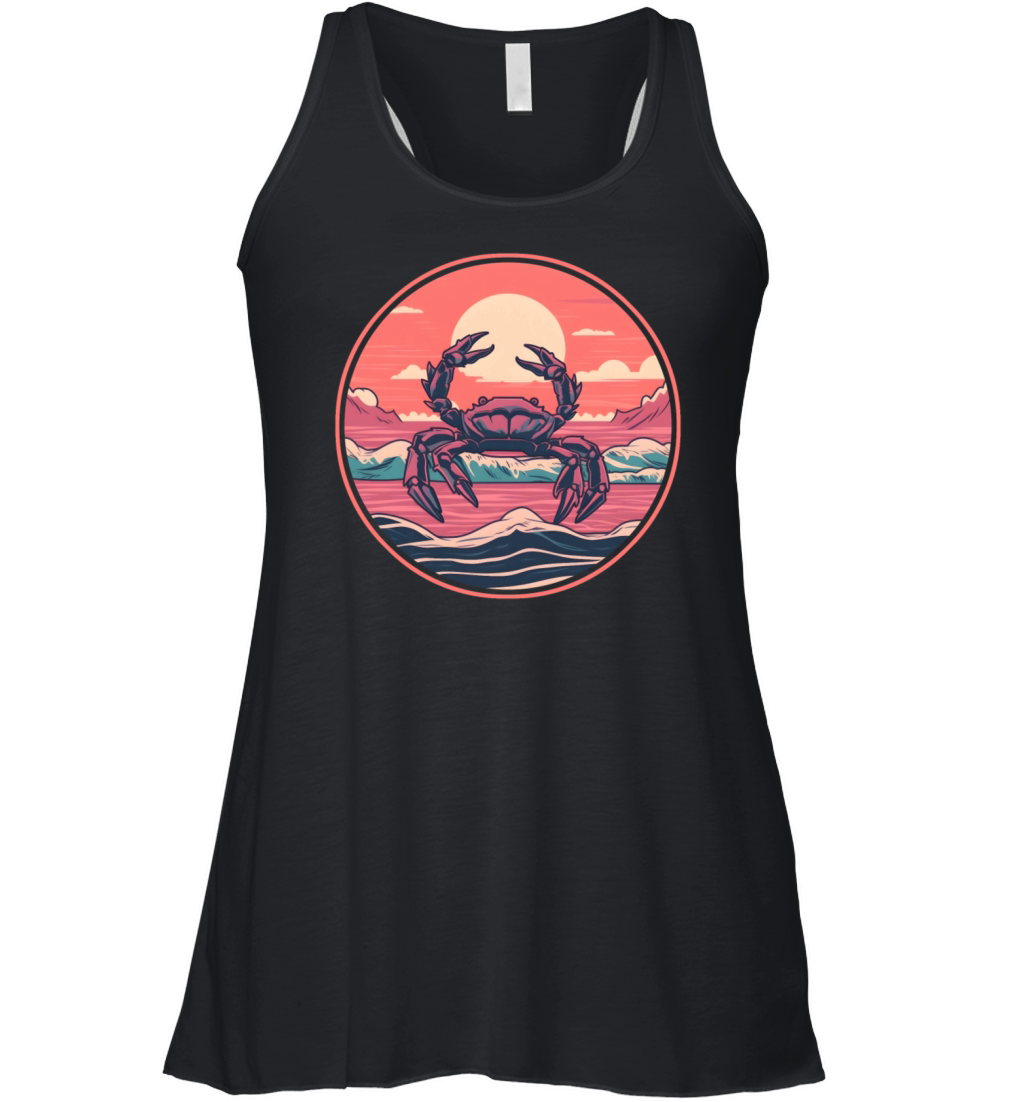 Crab Retro 80s 90s Vintage Women's Flowy Tank Top
