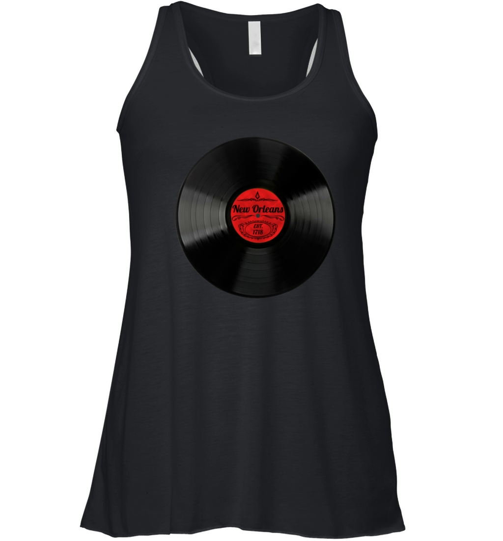 New Orleans Gift Retro Musical Art Vintage Vinyl Women's Flowy Tank Top