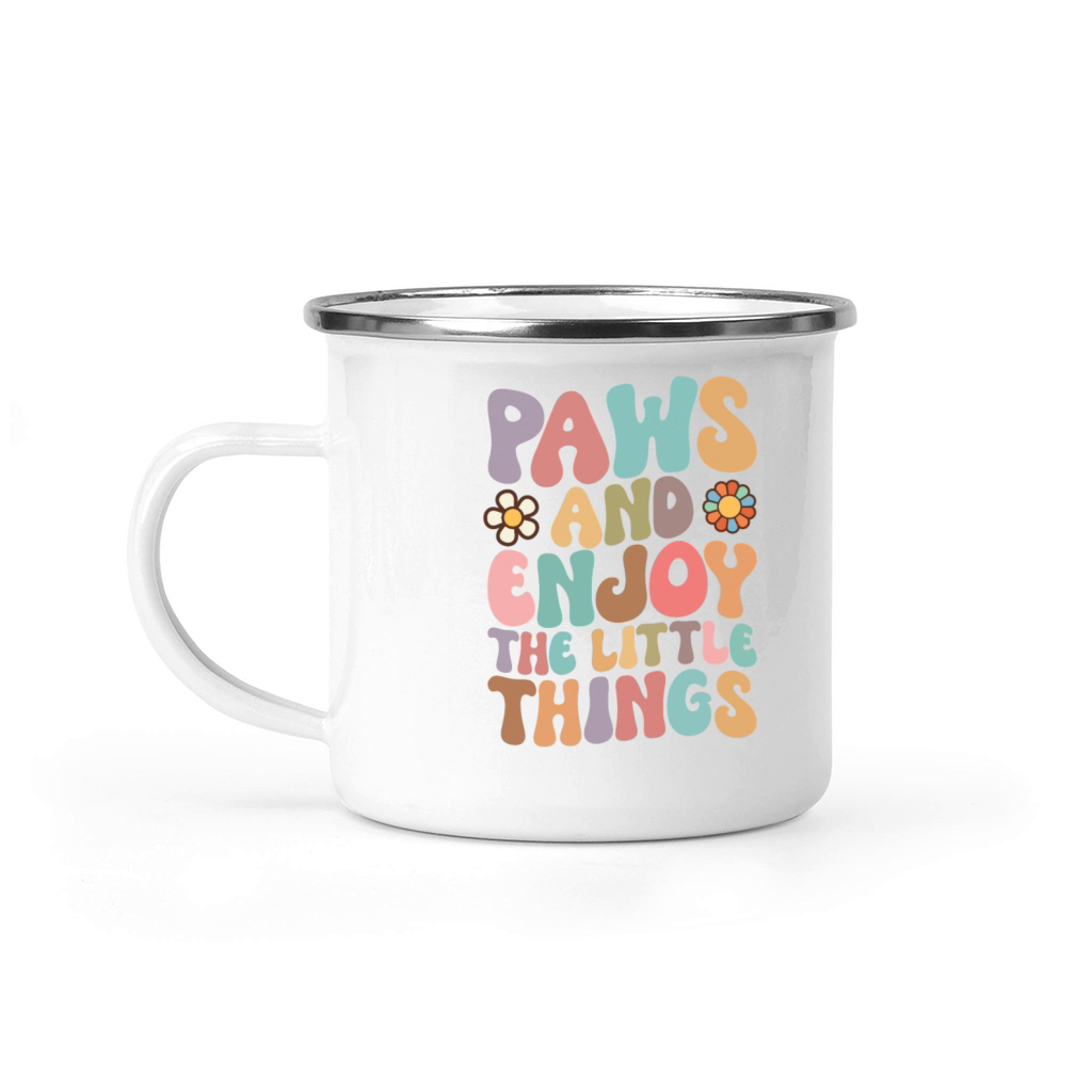 Dog Paws And Enjoy The Little Things Groovy Camping Mug