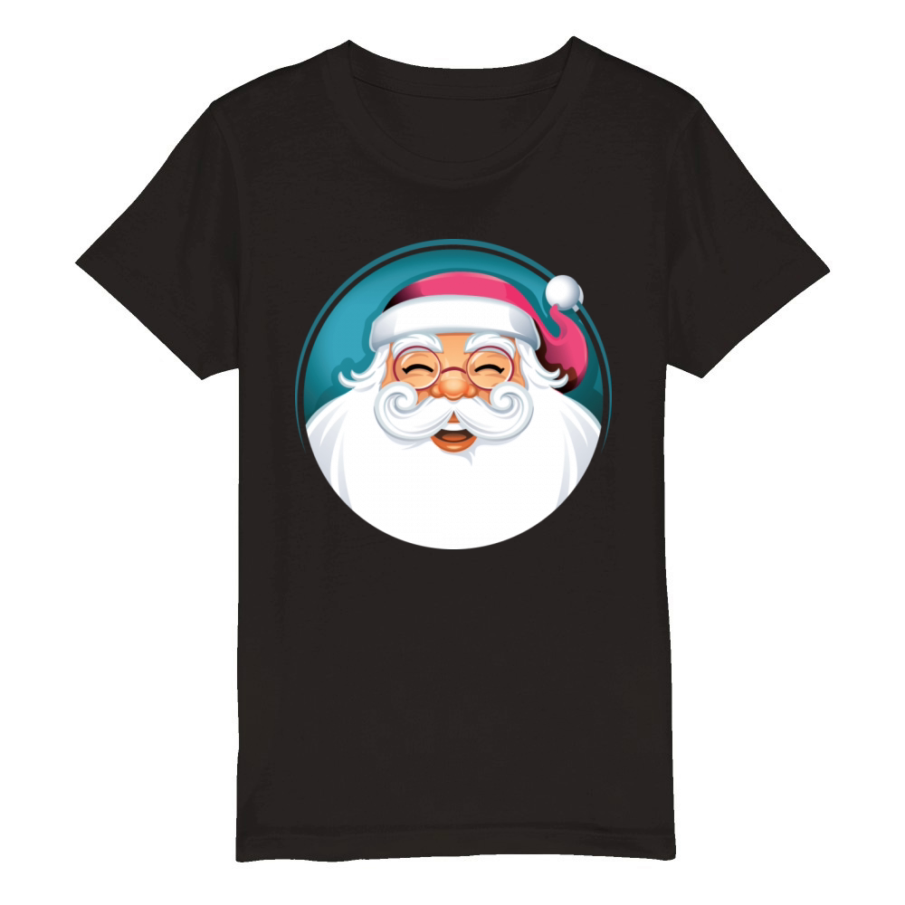 Merry Christmas Vintage Pink Santa Claus Holiday Season Organic Kids Crewneck T-shirt