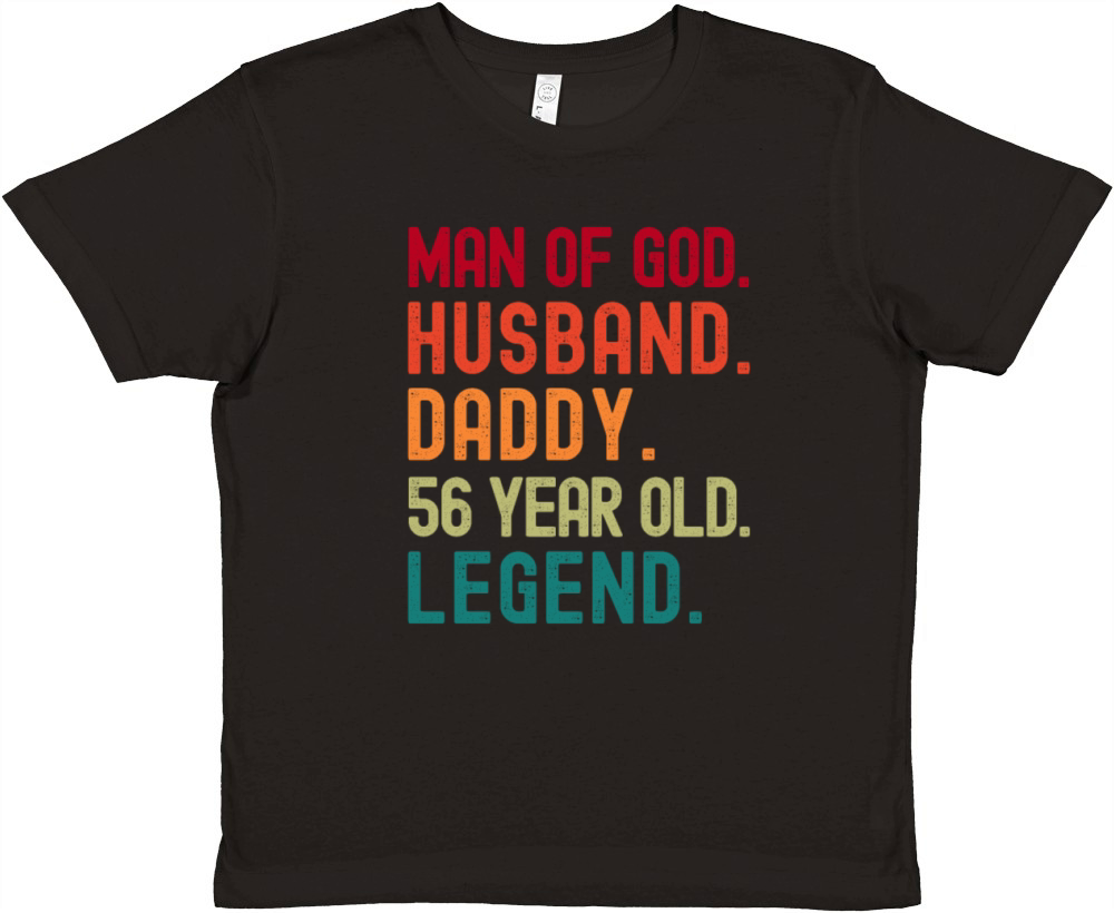 Man of God Husband Dad Funny 56th Birthday Premium Kids Crewneck T-shirt