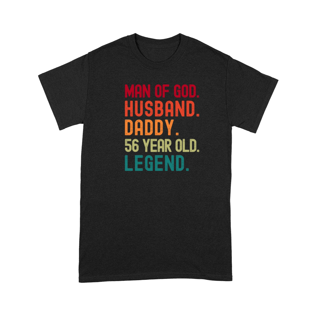 Man of God Husband Dad Funny 56th Birthday Premium T-shirt