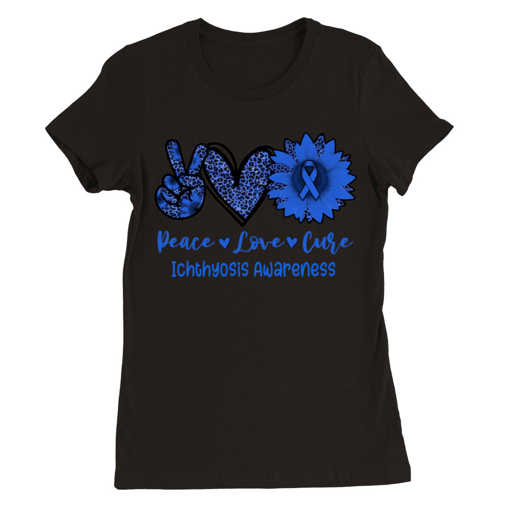 Peace Love Cure Sunflower Ribbon Ichthyosis Awaren Premium Womens Crewneck T-shirt