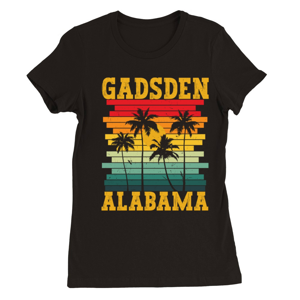 Retro Gadsden Alabama Al Tropical Summer Palm Premium Womens Crewneck T-shirt