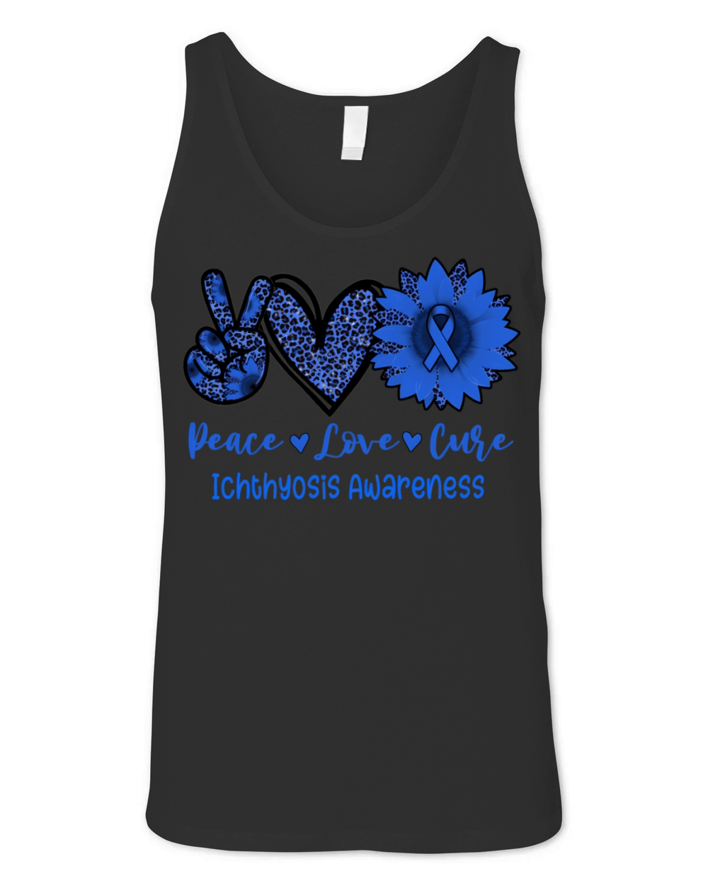 Peace Love Cure Sunflower Ribbon Ichthyosis Awaren Unisex Jersey Tank
