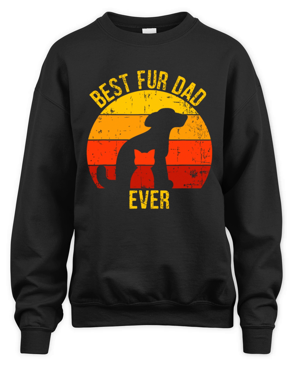 Funny Best Fur Dad Ever Vintage Retro Dog Cat Owne Unisex Premium Crewneck Sweatshirt