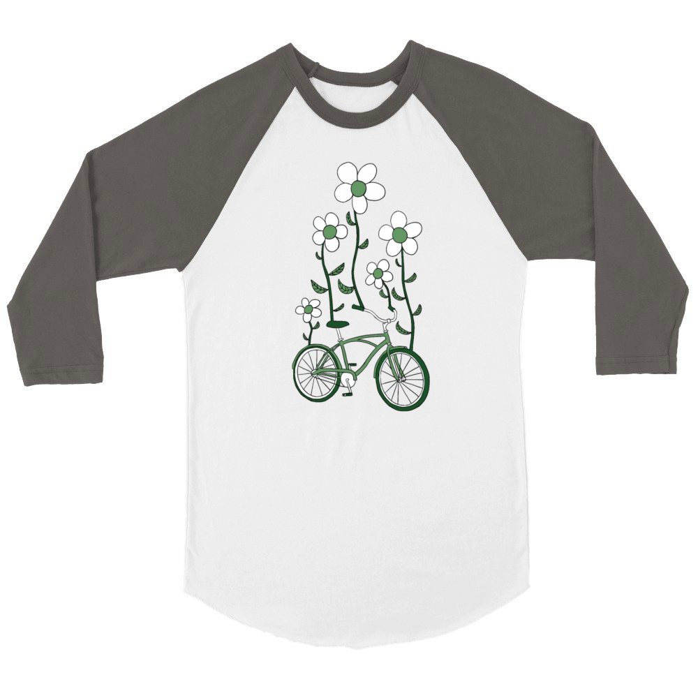 bike flowers shirt Unisex ¾ sleeve Raglan T-shirt