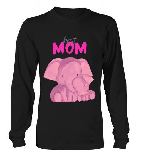 Best Mom Elephant Mom Watercolor Design Design Long sleeved Unisex