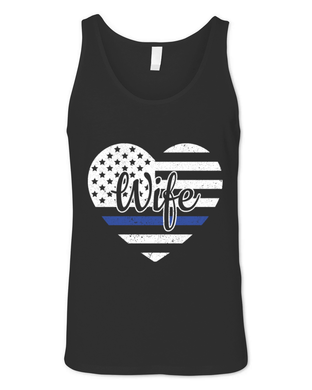 USA Heart Police Officer Wife Blue Line Police Unisex Jersey Tank