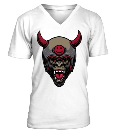 Gorilla head motorcycle V-Neck T-shirt