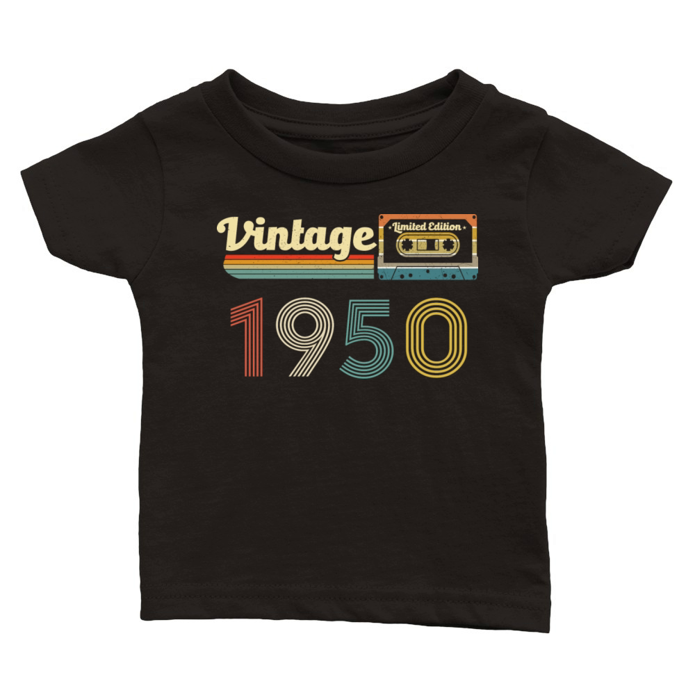 Vintage 1950 72nd Birthday 72 Years Old Cassette Classic Baby Crewneck T-shirt