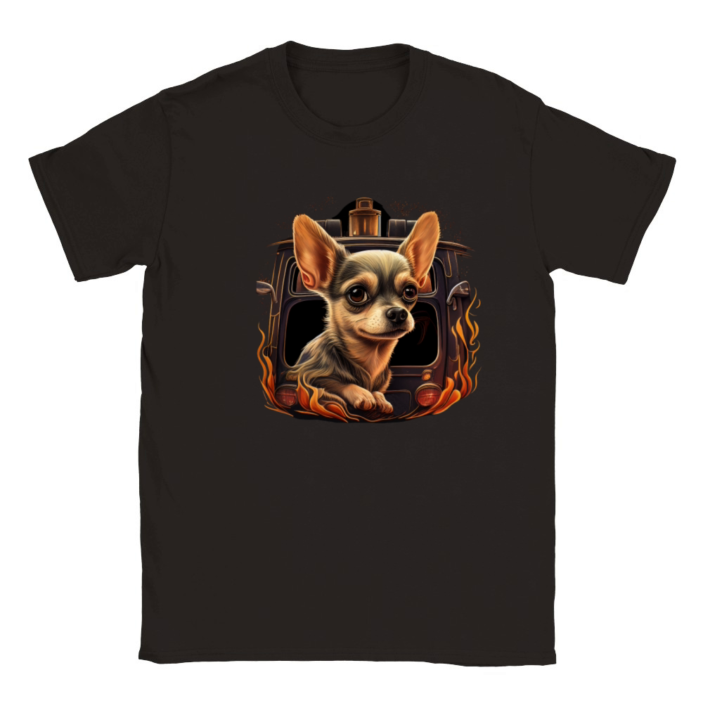 Chihuahua - Firefighter Fireman Cool Dog Men Hat Classic Kids Crewneck T-shirt